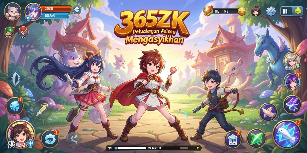 Screenshot menunjukkan karakter Anime dalam aksi bertarung.