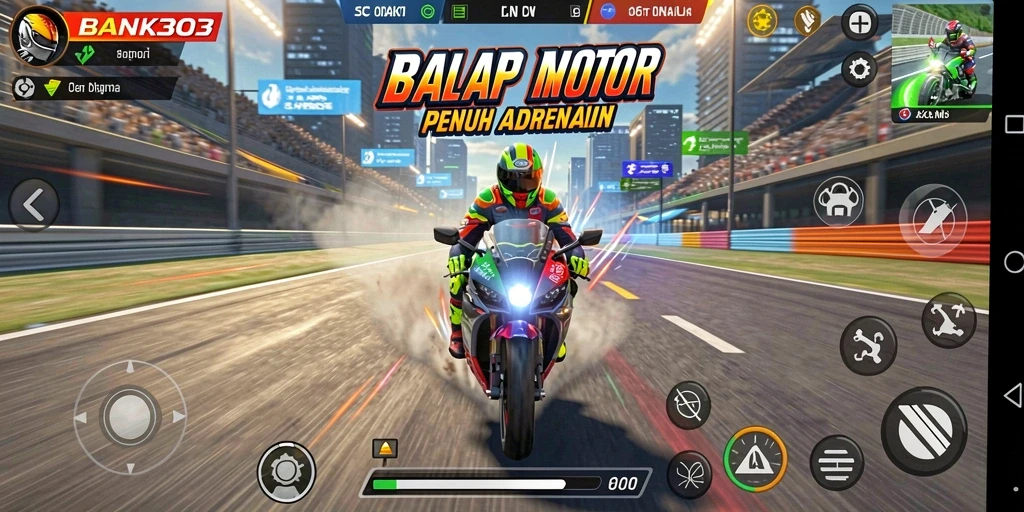 Gameplay mendebarkan di BANK303 yang menampilkan balapan motor.