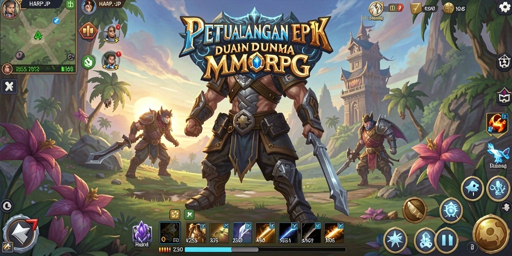 Screenshot menampilkan aksi seru dalam pertempuran MMORPG.