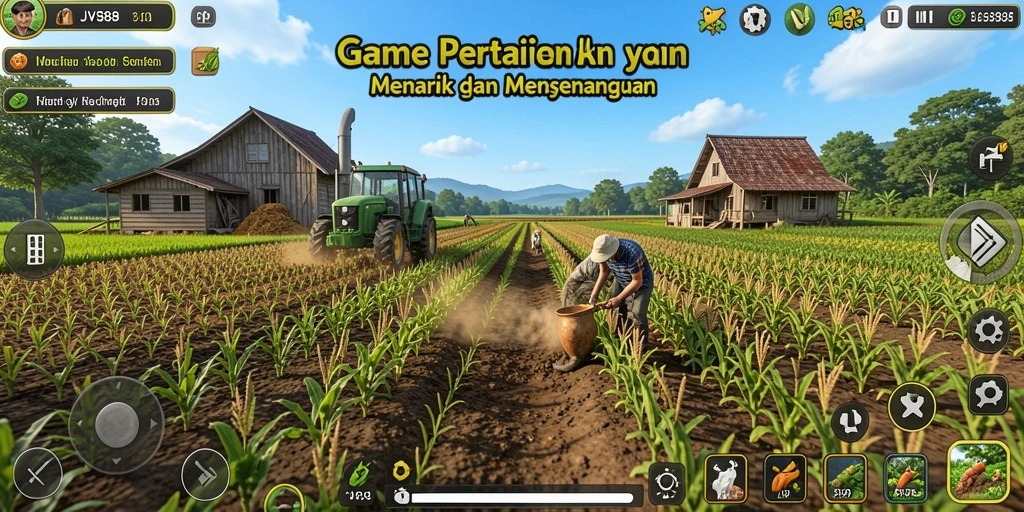 Tampilan gameplay JVS88 yang menampilkan pengalaman bertani yang interaktif.