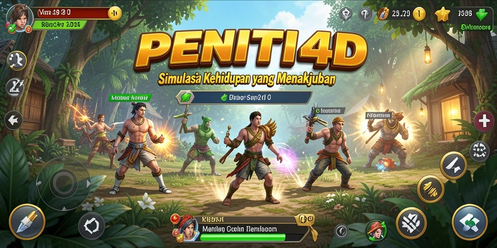 Tampilan screenshot utama dari gameplay PENITI4D yang menampilkan kehidupan sehari-hari.