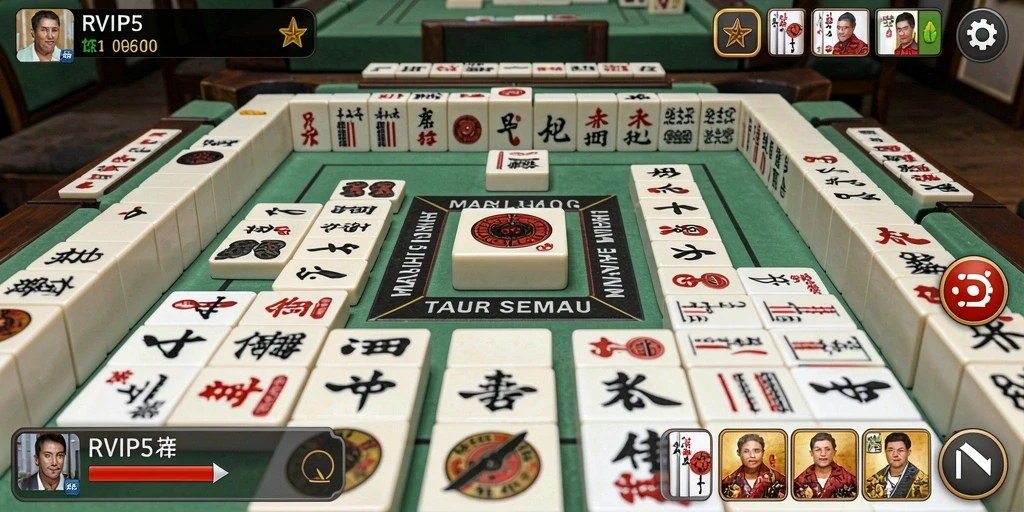 Tampilan gameplay menawan dengan ubin Mahjong yang menarik.