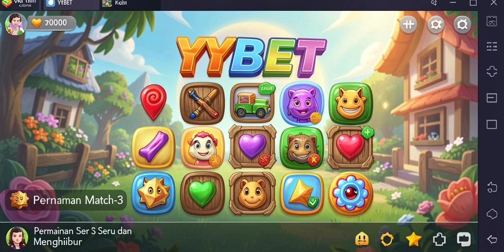 Tampilan screenshot gameplay <strong>YYBET</strong> yang menampilkan kombinasi item berwarna-warni.